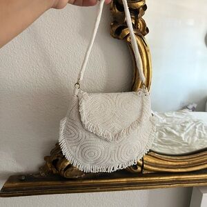 Vintage White beaded  Mini Bag 90s small